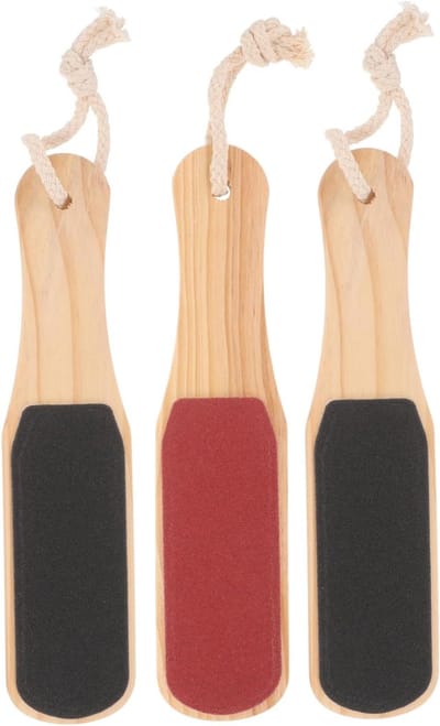 Voetschraper 3-pack - Voetvijl Dode Huid - Voetverzorging Thuis - Houten Handvat - 23.5 cm - Zwart