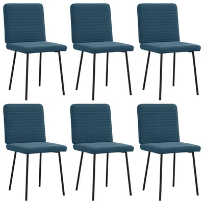 vidaXL - Eetkamerstoelen - 6 - st - fluweel - blauw