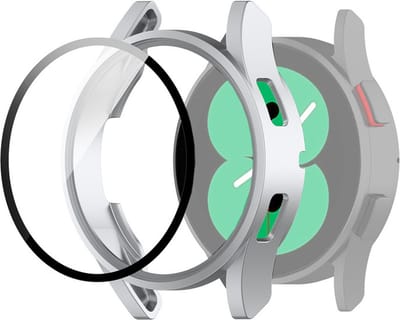 Watch case screenprotector - hoesje - gehard glas - geschikt voor Samsung Galaxy Watch 4 (40 mm) - zilver