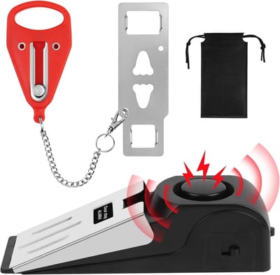 Deurstop Alarm - Veiligheidsslot - Extra Beveiliging - 120dB Alarm Geluid - 2 Delig - Rood