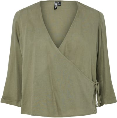 Pieces wikkelblouse PCPIA 3/4 LINNENMIX