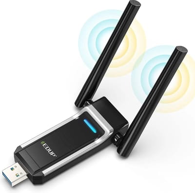 EDUP AC1300 - Draadloze USB WiFi Adapter - Dual Band (2.4GHz/5.8GHz) - Krachtige Antennes - USB 3.0 - Geschikt voor Windows, MacOS en Linux