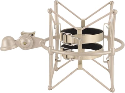 Microfoon Houder - Microfoon Clip Ophanging - Studio Opnames - Zink Legering Constructie - 60mm Diameter - Goud