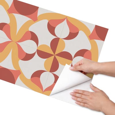 Coloray Meubel Wrap Folie - Oranje Meubelfolie - 50x100 cm - Meubel Wrap Folie Retro kunst - Plakfolie Meubels - Retro Meubelfolie - Decoratiefolie Zelfklevend - Slaapkamer decoratie - Geometrie