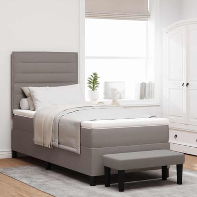 vidaXL - Boxspring - bed - met - hoofdeinde - Taupe - 100 - x - 200 - cm - Stof