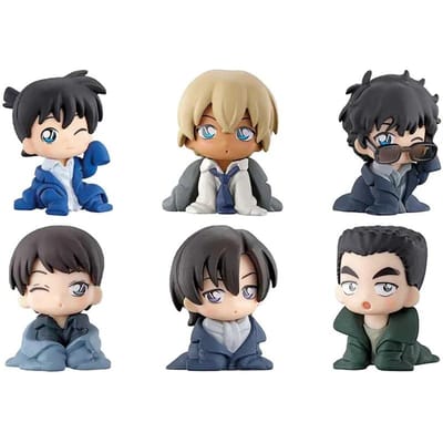 6 stuks Originele Detective Conan Gashapon Speelgoed Kuroba Kaito Furuya Rei Akai Shuichi Matsuda Jinpei Actiefiguur Ornament Speelgoed Cadeau beige