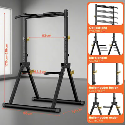 Nexvo® Squat Rack - Squat Wedge - Power Rack - Zwart - 135cm x 115cm x 223cm