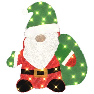 vidaXL - Verlichte - Kerstman - 60 - LED's - Warmwit - 70 - x - 62 - cm - Tinsel - Stof
