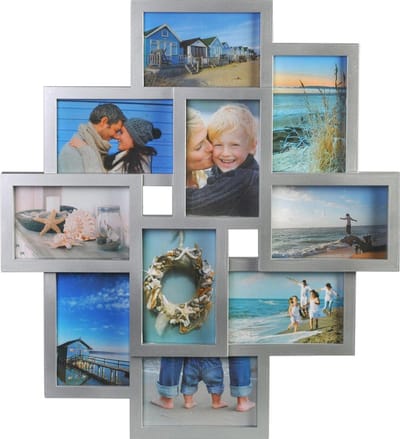 Fotolijst - Henzo - Holiday Gallery - Collagelijst voor 10 foto's - Fotomaat 10x15 cm - Zilver