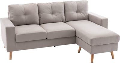 4goodz Hoekbank 3-zits in Scandinavisch design - linnenlook - Lichtgrijs
