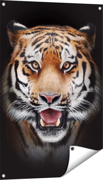 Gards Tuinposter Tijgerkop - Tijger - 60x90 cm - Tuindoek - Tuindecoratie - Wanddecoratie buiten - Tuinschilderij