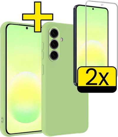 Hoesje - Met 2x Screenprotector - Geschikt voor Samsung Galaxy A57 - Sterk & Shockproof - Back Cover - Siliconen Case - Telefoon Hoes - Telefoonhoesjes - Groen