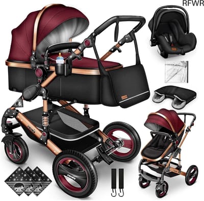 Combi Kinderwagen - Reiswieg Buggy - Baby Vervoer - 3-in-1 Set - 13 kg - Bordeaux Rood