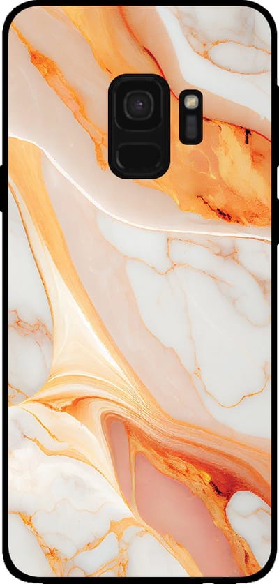 Smartphonica Telefoonhoesje voor Samsung Galaxy S9 met marmer opdruk - TPU backcover case marble design - Oranje geschikt voor Samsung Galaxy S9