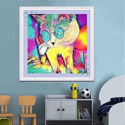Diamant schilderij volledige boor kat diamant mozaïek diamant borduurwerk dier DIY foto van steentjes 30x30CM yellow