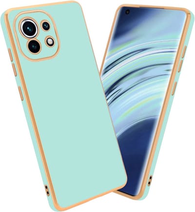 Cadorabo Hoesje geschikt voor Xiaomi Mi 11 5G in Glossy Mintgroen - Goud - Beschermhoes Case Cover van flexibel TPU-silicone en met camerabescherming