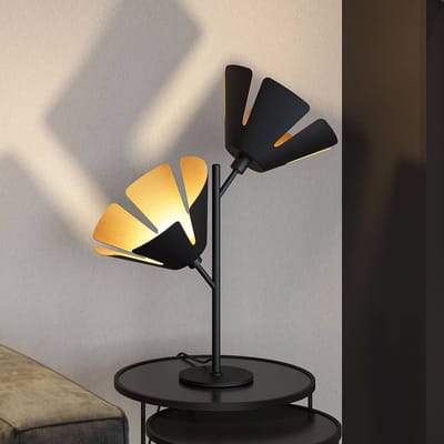 Lucande - tafellamp - 2lichts - staal, aluminium - H: 55 cm - E14 - zwart, goud