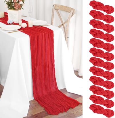 Dailygoods- Tafelloper Set van 12 - 300 x 55 cm - Boho Kaasdoek - Bruiloft - Feest - Babyshower - Verjaardagsdecoraties - Tafelkleed
