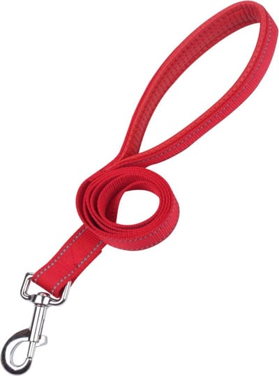 Nobleza Hondenriem Reflecterend – Gevoerd Handvat – Rode Hondenlijn – Nylon Uitlaatriem – 120 cm x 2 cm - Rood