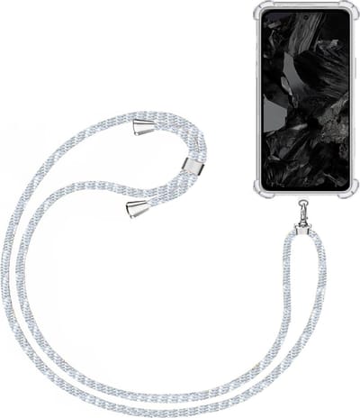 Telefoonkoord + Hoesje Geschikt voor Google Pixel 8a - Lengte Verstelbaar - Telefoonketting - Shock Proof Case - Baby Blauw