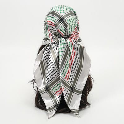 Nieuwste Arabische Satijnen Zijden Sjaal Shemagh Moslim Vrouwen Hoofddoek Dames Elegante Bandana Hoofdband Haaraccessoires 90*90cm 90X90CM gray