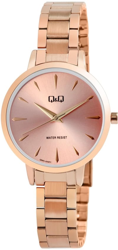 Q&Q-model Q56a-005-Dameshorloge-3 atm waterdicht-rose kleurig-diameter 31 mm-roze wijzerplaat