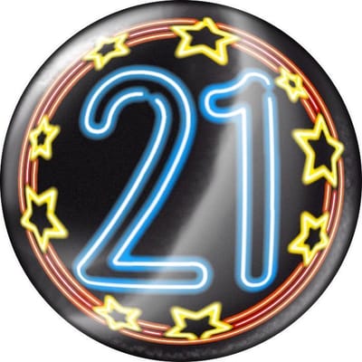 Paper Dreams Button 21 Neon 5,5 Cm Zwart