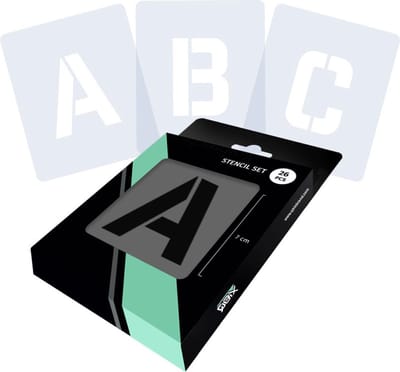QBIX Lettersjablonen Set - 11,8 x 14cm - Complete Alfabet - Letters zijn 7,2cm hoog - Extra dik 0,5 mm