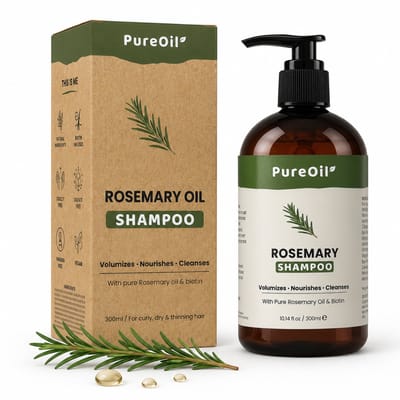 PureOil - Rozemarijn Olie Shampoo - 300ml - Haargroei Incl. Biotine - Anti Roos - Haarverzorging - Rosemary Oil - Incl. Ebook