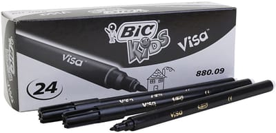 BIC Visa Fijne Marker, lijndikte 0,7 mm, zwart, 24 stuk/ 1 doos