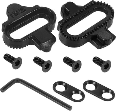 SPD Cleats Set voor Shimano - Geschikt voor Indoor en Outdoor Fietsen, Inclusief Schoenplaatjes voor Mountainbike en Wegfiets (Zwart)