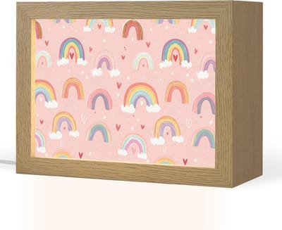 Nachtlampje 20x15 cm - Kinder lampje - Regenboog - Patroon - Pastel - Tafellamp kinderkamer - Slaapkamer lamp - Bedlamp kinderen - Kinderlampje stopcontact - Wandlamp babykamer - Nachtlampjes