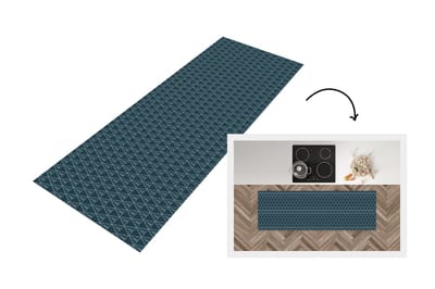 Keukenloper - Loper keuken - Patronen - Boho - Blauw - 150x50 cm - Keukenloper vinyl