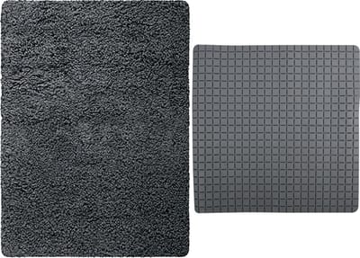MSV Douche anti-slip/droogloop matten - Venice badkamer set - rubber/microvezel - donkergrijs