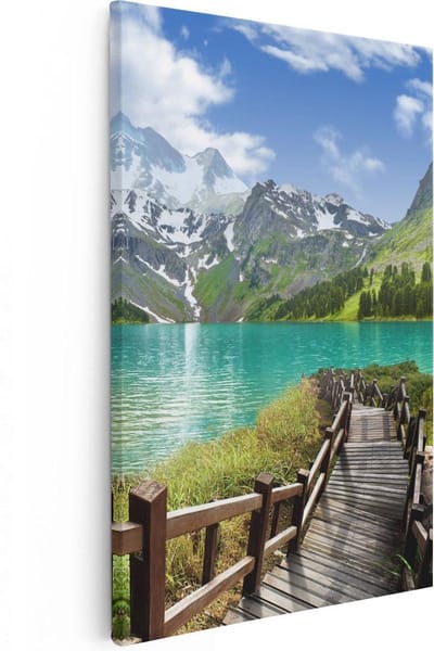 Artaza Canvas Schilderij Landschap - 20x30 cm - Klein - Wanddecoratie Bergmeer - Muurdecoratie Natuur - Kamer Accessoires Woonkamer