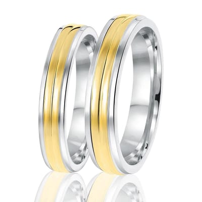 Lucardi Heren Vriendschapsring San Sebastian - Ring - Vaderdag Cadeautje - Echt Zilver - Zilver en Goudkleurig