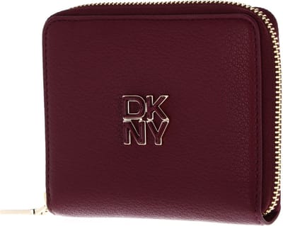 DKNY Leren Portemonnee Milan Tie Zip Around Wallet Burgundy Wijnrood