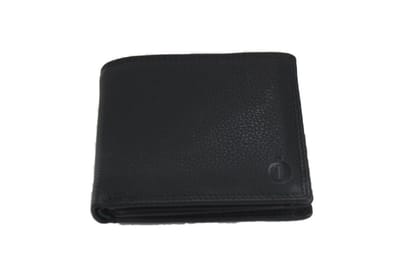 OI zwarte leren heren portemonnee klep links en klep rechts / zwarte billfold laag model veel pasjes / platte heren beurs / anti skim / zwart leer / 109
