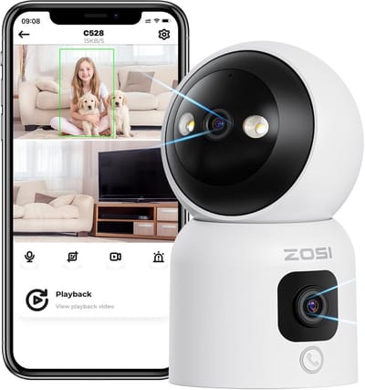 Binnen Beveiligingscamera met Dubbele Lens en Nachtzicht - 360° Bewaking