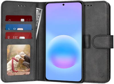 Hoesje geschikt voor Samsung Galaxy A57 - Techsuit Diary Book Wallet Case - Zwart