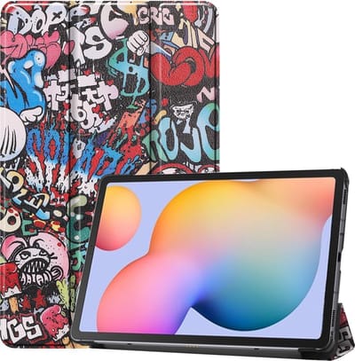 Hoesje - Geschikt voor Samsung Galaxy Tab S6 Lite - Dun & Stevig - Hardcover Book Case - Trifold Bookcase Hoes - Hard Cover - Tablethoes - Graffity