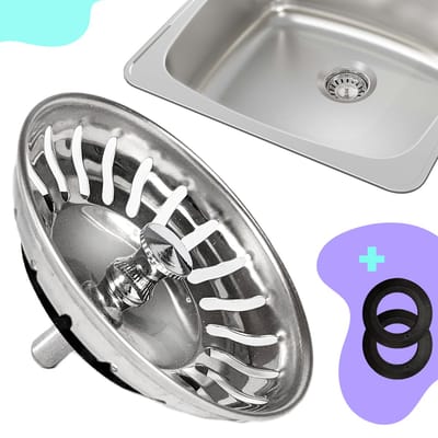 Korfplug 80 mm voor Gootsteen - Afvoerstop RVS - Gootsteenstopper - Spoelbak Zeef - Gootsteen Stop Universeel