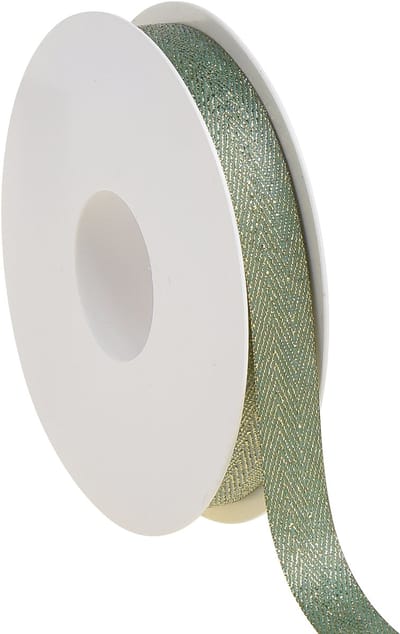 Cadeaulint lint visgraatmotief groen goud 15mm 20m