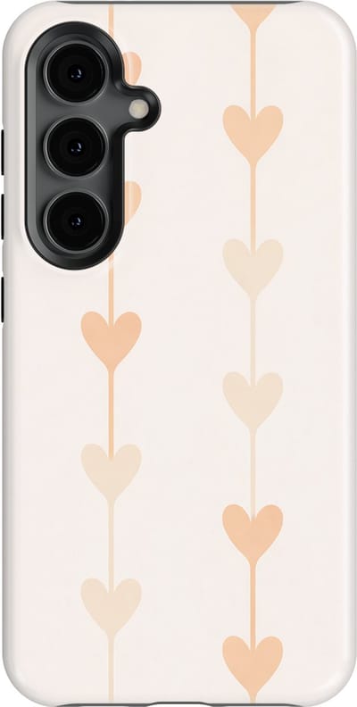 Tough Hoesje met Hartjes Samsung Galaxy S24 | Little Love Tough Case Geschikt voor Mag | Hartjes Print Backcover Samsung Galaxy S24 Vertical Hearts