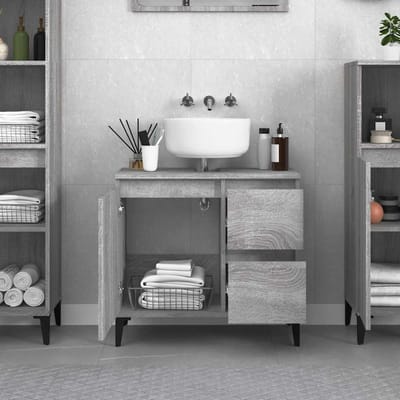 vidaXL - Badkamerkast - 65x33x60 - cm - bewerkt - hout - grijs - sonoma - eikenkleurig