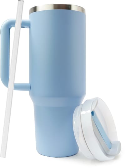 Eurocatch Tumbler 1.2L - Thermosbeker met Rietje en Handvat - 11 uur koud 48 uur met ijs - Vaatwasserbestendig - Blauw