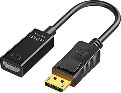 Qost - 4K DisplayPort naar HDMI adapter - DP to HDMI - 4K@30Hz - Gold Plated - Zwart - Compatibel met Computer / Monitor / TV / Projector / Dell / Lenovo / HP