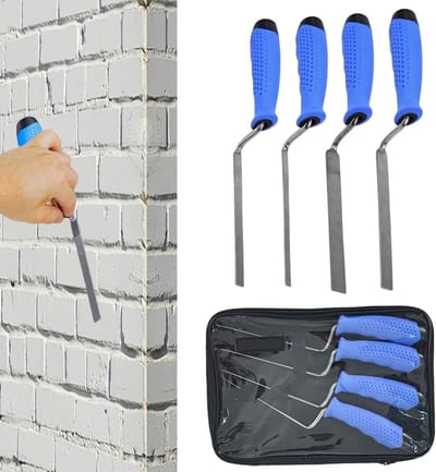 Voeggereedschap Set - Voegspijker Handtroffel - Pleisterwerken Renovatie - 4-Delig RVS - Meerdere Maten - Zilver