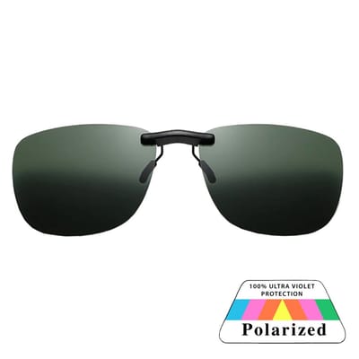 Fako Sunglasses - Clip On Voorzet Zonnebril In Box - Overzet Clip-on - Polariserend - Polarized - Medium - 130x43mm - Groen