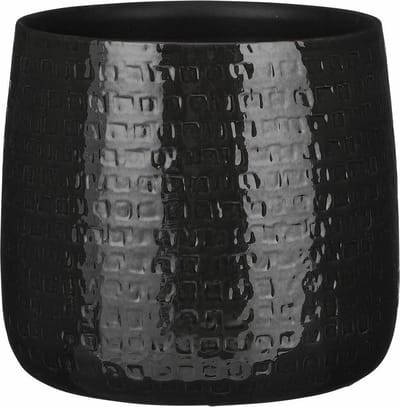 Mica Decorations - Plantenpot/bloempot - Keramiek zwart - D28/H23 cm
